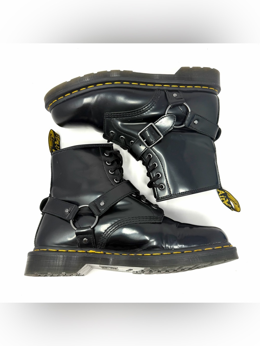 Dr Doc Martens Men’s 1460 Harness Combat Boots Sz 11 Black Polished Leather EUC - Picture 5 of 10